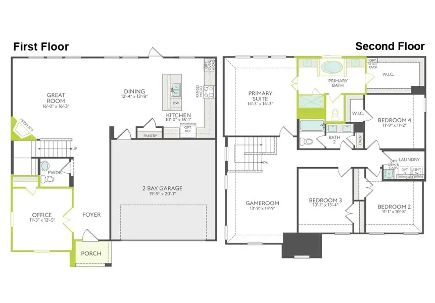 2D floor plan layout of this home in Discovery Collection at View at the Reserve, Mansfield, TX (Image 3).