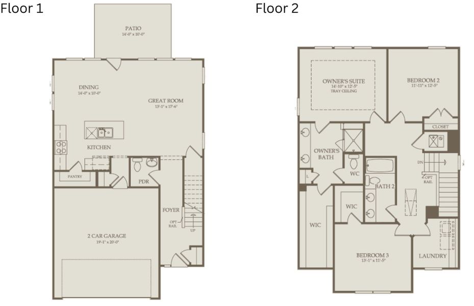 2D floor plan layout of this home in Exchange at 401, Raleigh, NC (Image 4).
