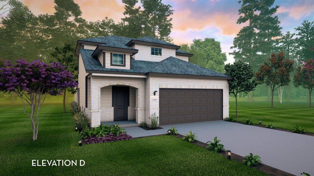 Representative exterior photo of a completed home built from the Mesquite by CastleRock Communities in Windrose Green, Angleton, TX (Image 1).