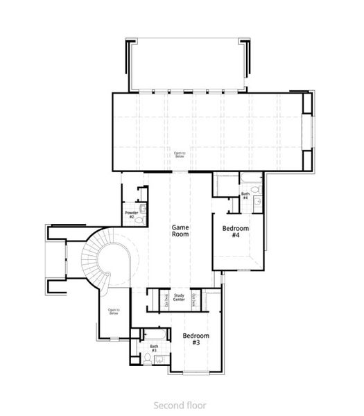 2D floor plan layout for the Lucca Plan by Highland Homes in Cambridge Crossing: 74ft. lots, Celina, TX (Image 32).