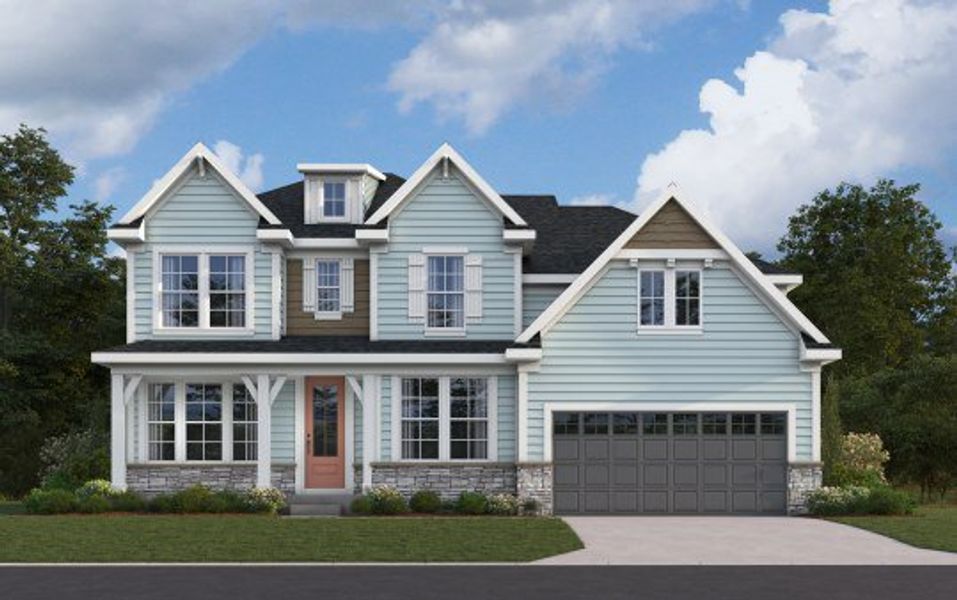 Representative exterior photo of a completed home built from the Rhodes by Fischer Homes in Hidden Fields, Hoschton, GA (Image 10).