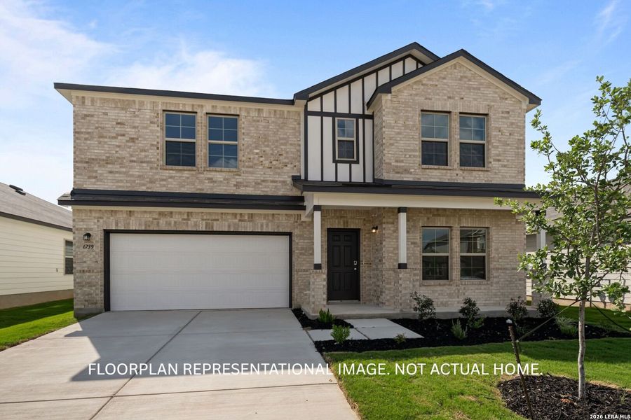 Front exterior of a new home in Paloma Park, Converse, TX, highlighting curb appeal (Image 1). Front exterior of a new home in Paloma Park, Converse, TX, highlighting curb appeal (Image 1).
