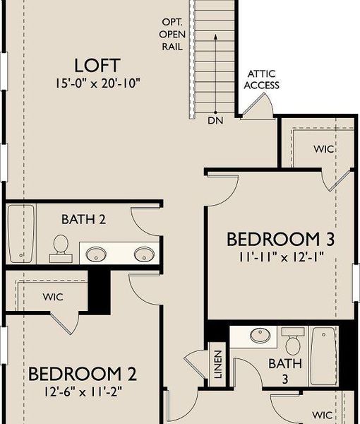 2D floor plan layout of this home in Creekview Fossil Ridge, Pilot Point, TX (Image 5).