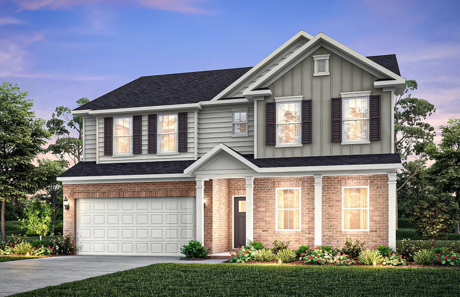 Representative exterior photo of a completed home built from the Mitchell by Pulte Homes in Watermist at Mirror Lake, Villa Rica, GA (Image 22).