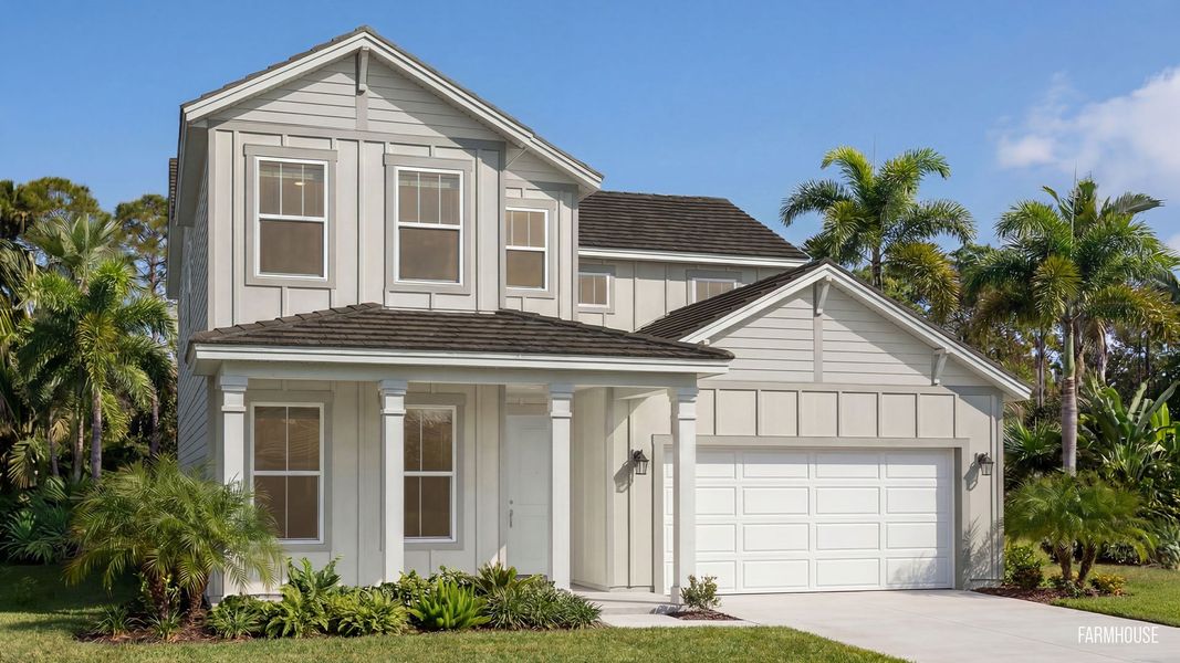 Representative exterior photo of a completed home built from the Plumeria by DRB Homes in Beacon Park, Hudson, FL (Image 22).