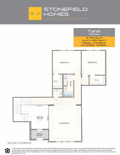 2D floor plan layout for the Tahiti by Stonefield Homes in Heath Golf and Yacht Club, Rockwall, TX (Image 7).