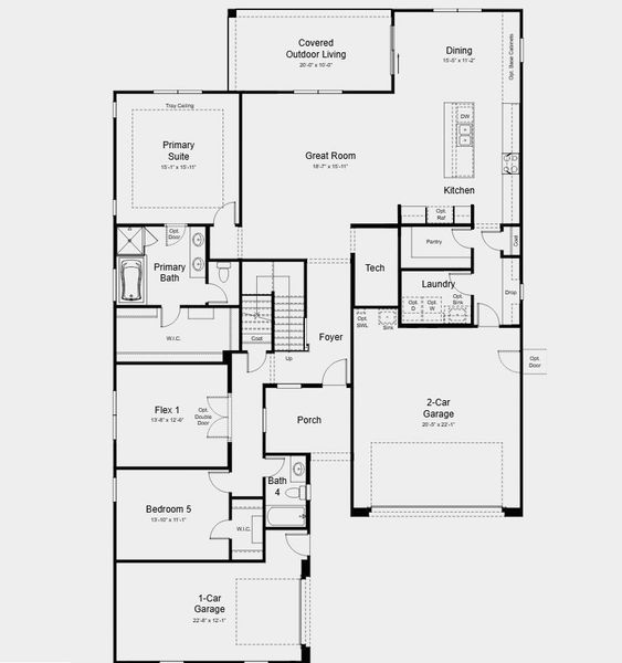 2D floor plan layout for the Olympic by Taylor Morrison in Ladera Trails, Peoria, AZ (Image 3).