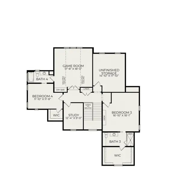 2D floor plan layout for the Nash by Homes by Dickerson in Cattail, Clayton, NC (Image 4).
