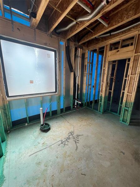 Luxurious main bathroom with both a soaking tup and a glass enlarged shower! Swipe over to see a representation of this space once completed.