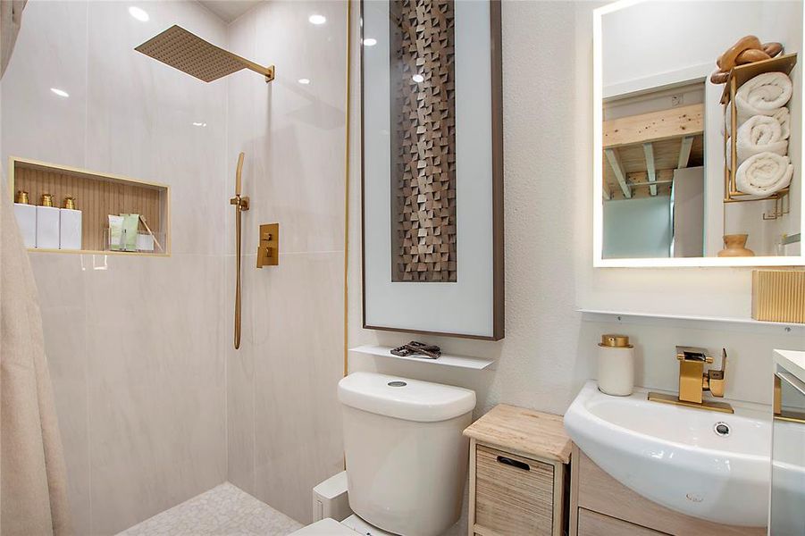 Bathroom with vanity and a walk in shower Bathroom with vanity and a walk in shower