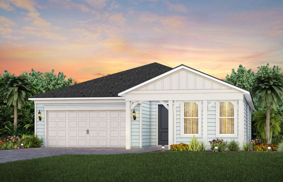 Representative exterior photo of a completed home built from the Prestige by Pulte Homes in The Preserve at Bannon Lakes, St. Augustine, FL (Image 23). Representative exterior photo of a completed home built from the Prestige by Pulte Homes in The Preserve at Bannon Lakes, St. Augustine, FL (Image 23).