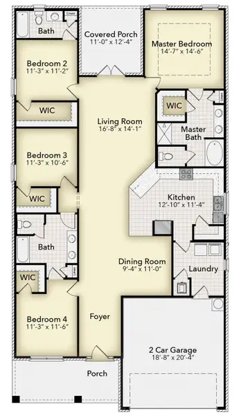 2D floor plan layout for the 2200 by Adams Homes in Winding Oaks, Weeki Wachee, FL (Image 4). 2D floor plan layout for the 2200 by Adams Homes in Winding Oaks, Weeki Wachee, FL (Image 4).