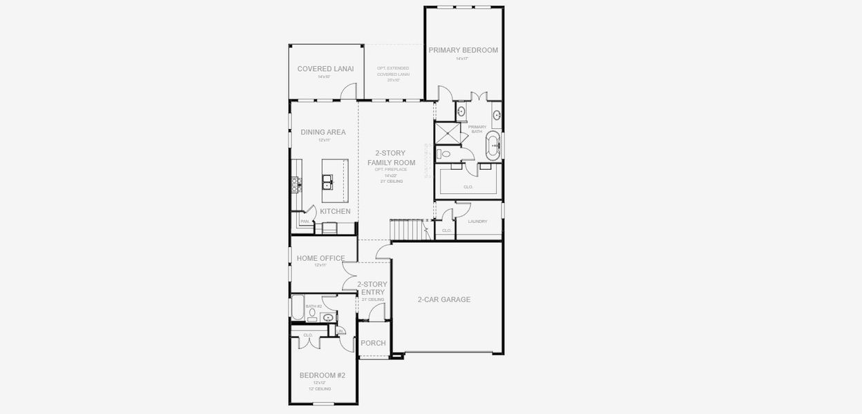2D floor plan layout for the 2713J by Perry Homes in Hyland Trail, Green Cove Springs, FL (Image 3).