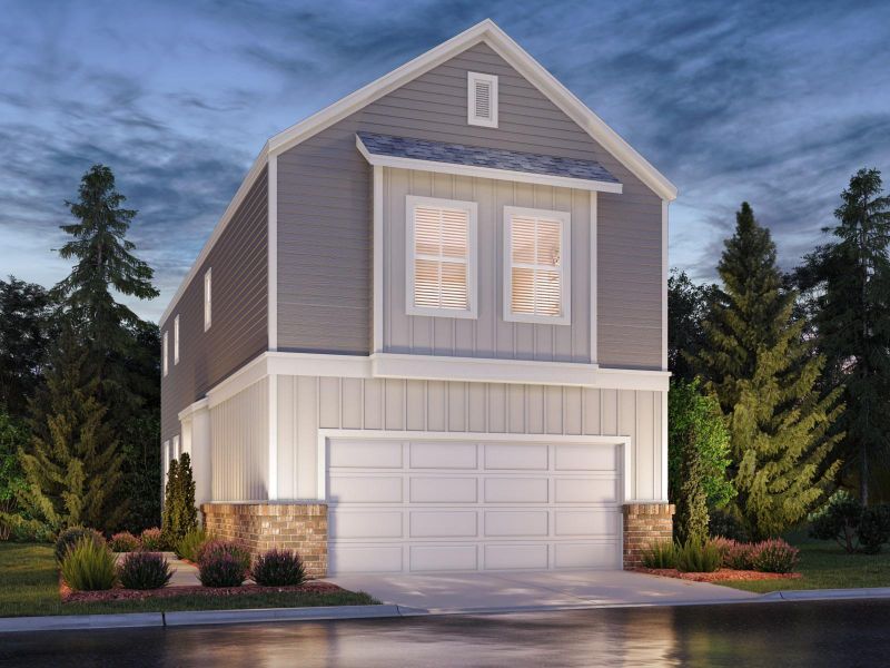 Front exterior of a new home in Pinewood Trails - City Series, Atascocita, TX, highlighting curb appeal (Image 1).