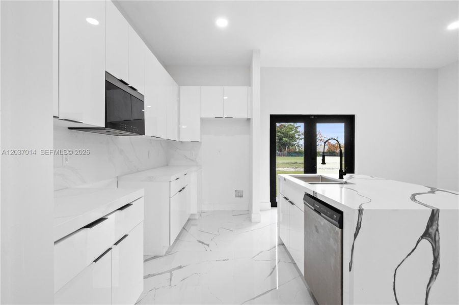 kitchen with modern cabinets.