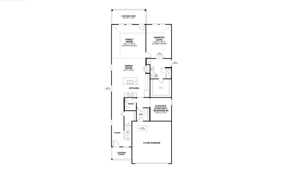 2D floor plan layout for the Gardenia by M/I Homes in Wildrye, Waller, TX (Image 3).