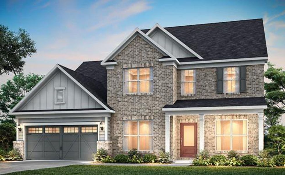 Front exterior of a new home in Arden, Cumming, GA, highlighting curb appeal (Image 1). Front exterior of a new home in Arden, Cumming, GA, highlighting curb appeal (Image 1).