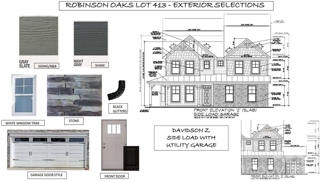 Visual representation of exterior design selections