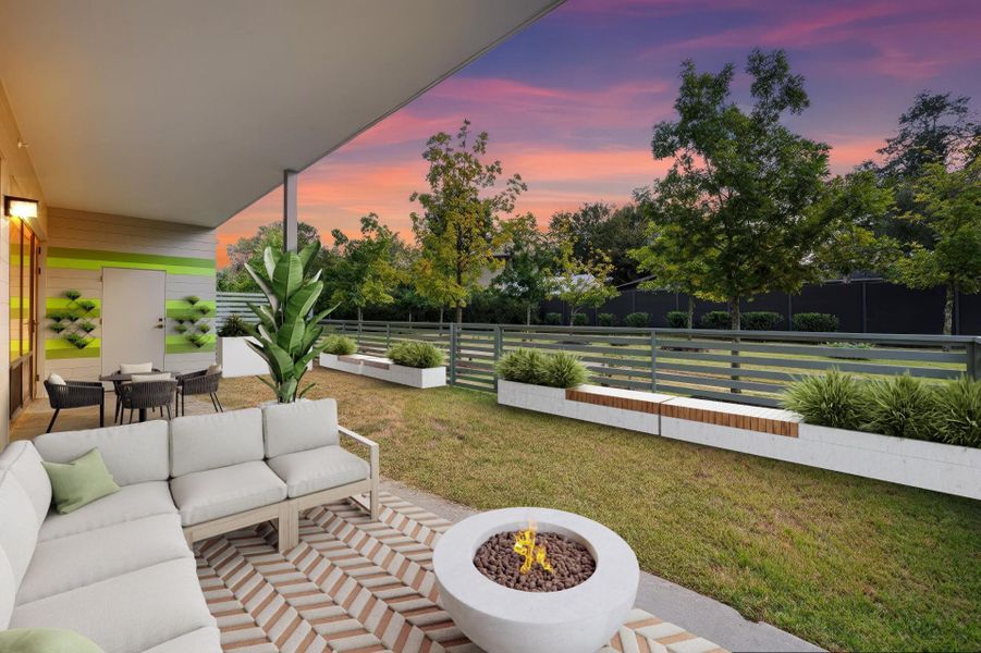 Exterior details and patio area of a home in , Austin (Image 1). Exterior details and patio area of a home in , Austin (Image 1).