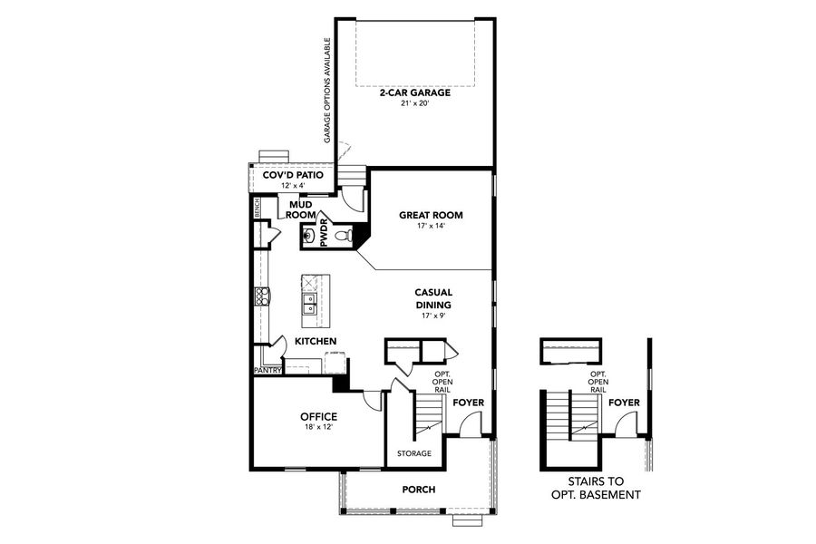 2D floor plan layout for the Luna by Brightland Homes in Windler Single Family Homes, Aurora, CO (Image 5).