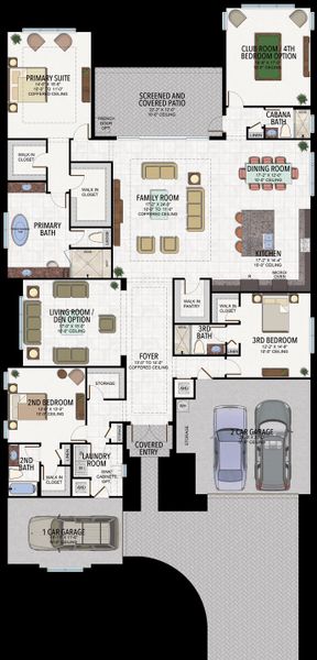 2D floor plan layout for the Tivoli by GL Homes in Valencia Parc at Riverland, Port St. Lucie, FL (Image 5).