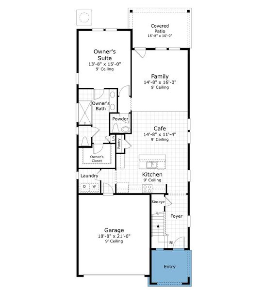 2D floor plan layout for the The Hernando by Providence Homes (Florida) in Reflections at Nocatee, Nocatee, FL (Image 2).