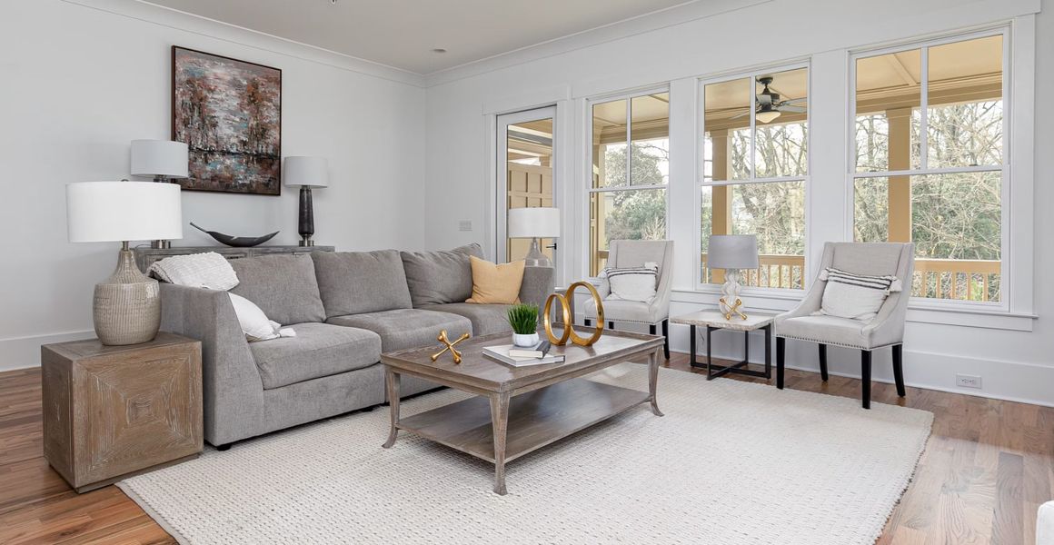 Furnished interior view inside a new home in The Carlyle, Marietta (Image 5). Furnished interior view inside a new home in The Carlyle, Marietta (Image 5).