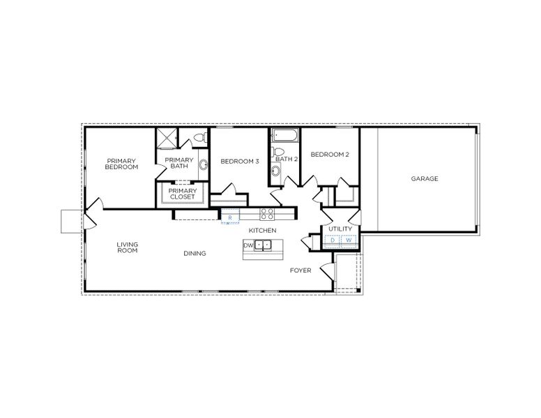 2D floor plan layout for the Lakeway by Tricoast Homes in La Segarra 40', Brookshire, TX (Image 18).
