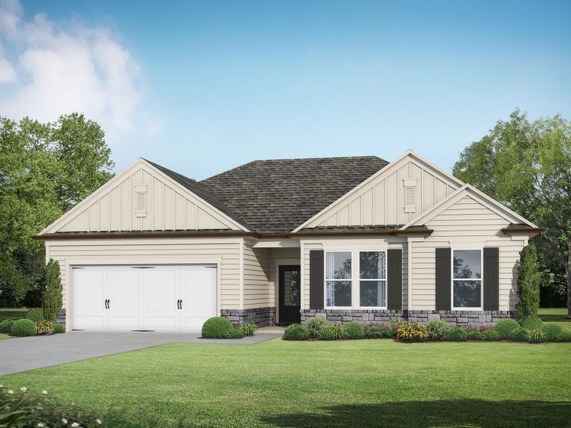 Representative exterior photo of a completed home built from the The Madison by My Home Communities in Sutton’s Landing, Statham, GA (Image 6).
