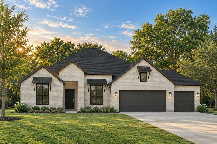 Representative exterior photo of a completed home built from the Houston by Kindred Homes in Dominion Park, Waxahachie, TX (Image 10). Representative exterior photo of a completed home built from the Houston by Kindred Homes in Dominion Park, Waxahachie, TX (Image 10).