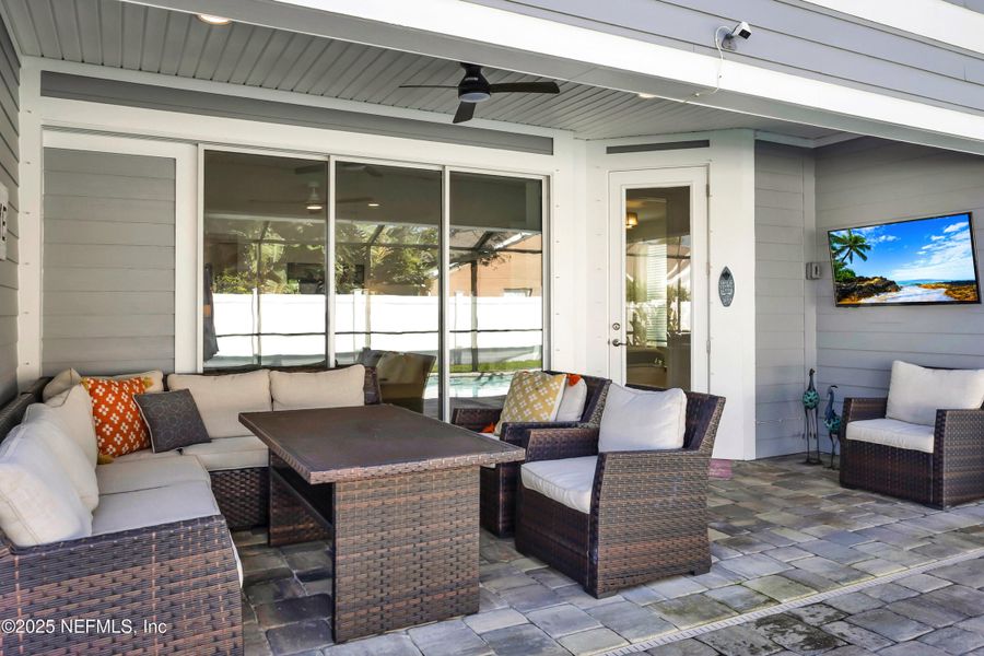 Exterior details and patio area of a home in Seaside Vista, St. Augustine (Image 4). Exterior details and patio area of a home in Seaside Vista, St. Augustine (Image 4).