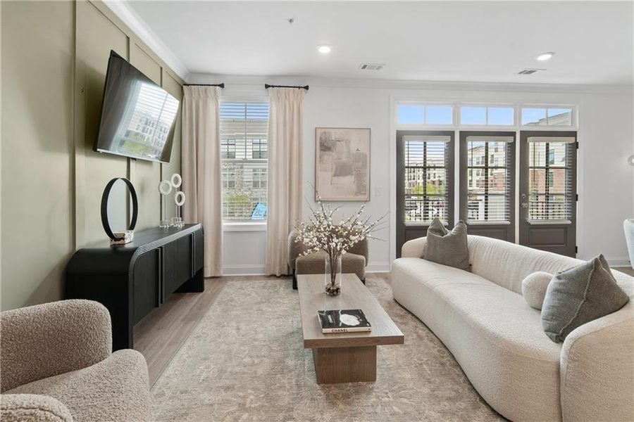 Furnished interior view inside a new home in Market Square at Sawnee Village, Cumming (Image 15). Furnished interior view inside a new home in Market Square at Sawnee Village, Cumming (Image 15).