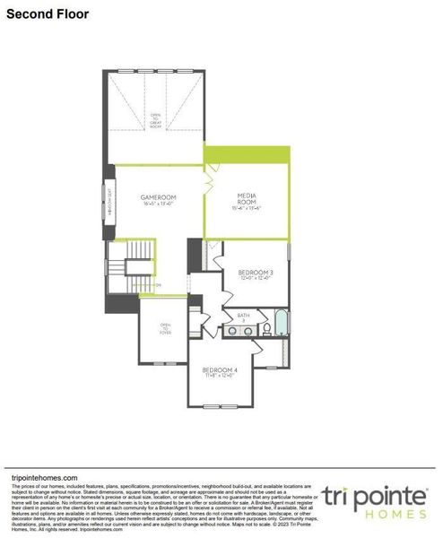 2D floor plan layout of this home in Woodson’s Reserve, Spring, TX (Image 4).