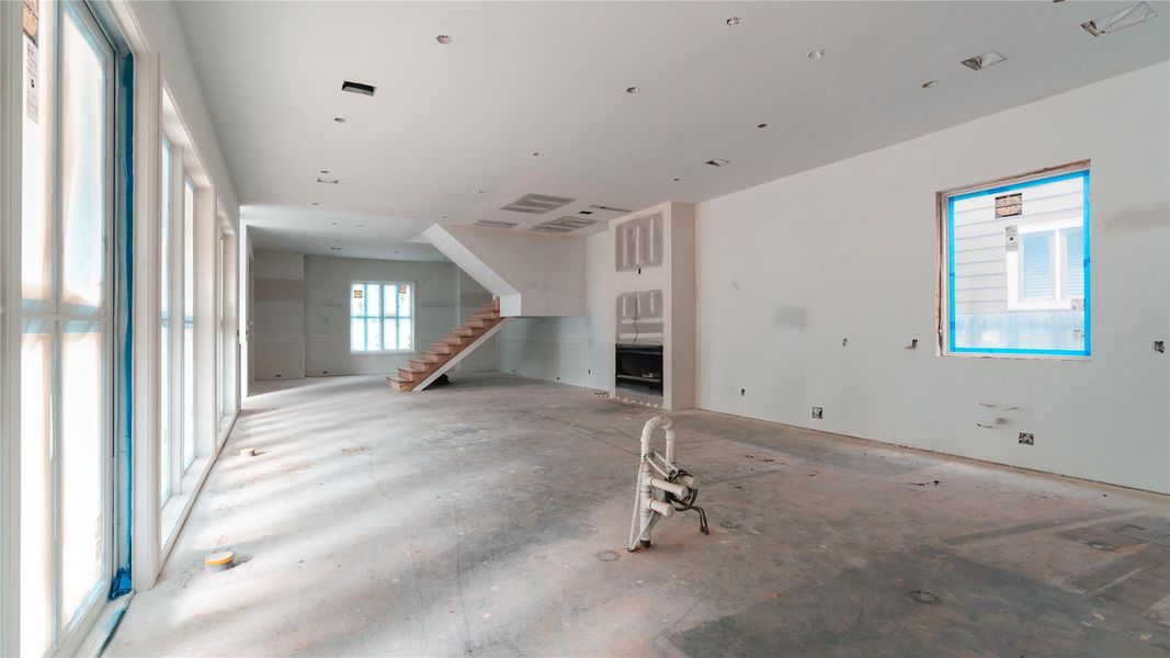 kitchen and living area