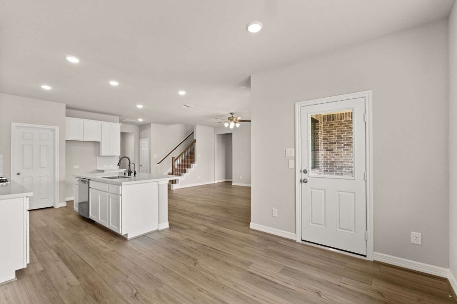 A view of the open concept living space from the dining room.