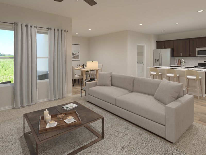 Furnished interior view inside a new home in Cibolo Hills West - Spring Series, Fort Worth (Image 5). Furnished interior view inside a new home in Cibolo Hills West - Spring Series, Fort Worth (Image 5).