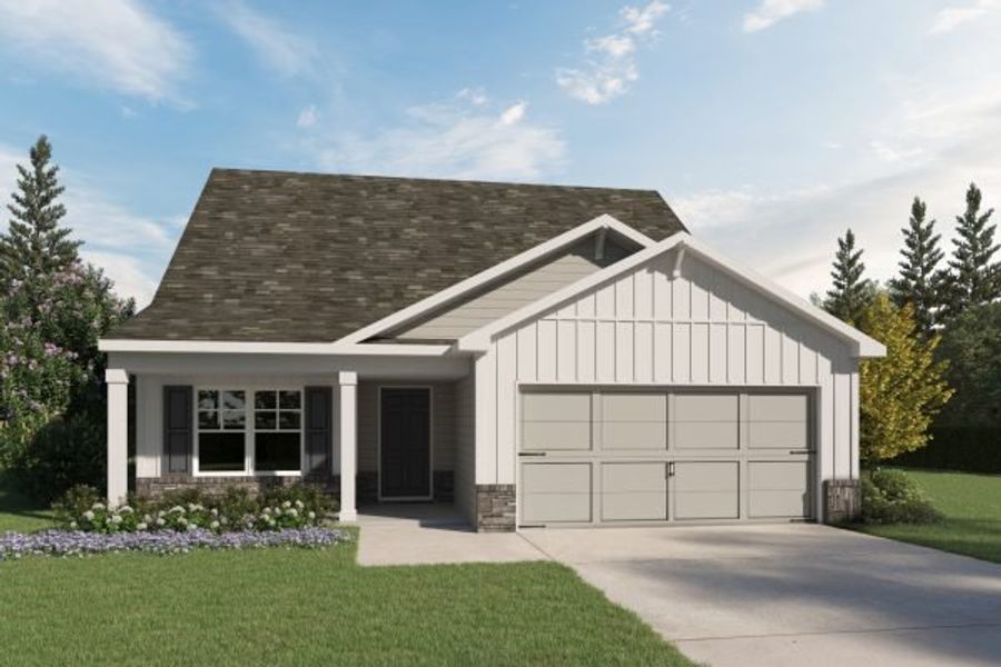 Representative exterior photo of a completed home built from the Cedar by Kerley Family Homes in Pevensie Manor, Powder Springs, GA (Image 6).