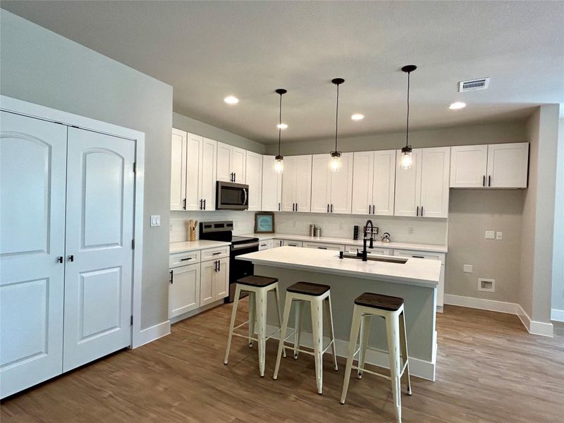Large pantry and under cabinet lighting in the kitchen. Large pantry and under cabinet lighting in the kitchen.