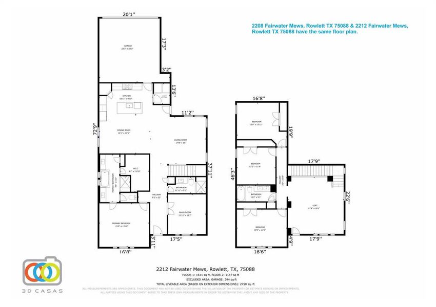 2D floor plan layout of this home in , Rowlett, TX (Image 2).