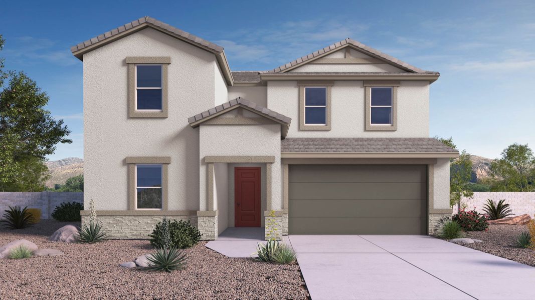 Representative exterior photo of a completed home built from the Ozark by D.R. Horton in Moonlight, Maricopa, AZ (Image 21).
