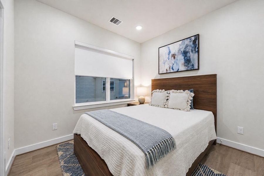 Representative photo showing the community’s model home secondary bedroom. Layout and selections may vary. Representative photo showing the community’s model home secondary bedroom. Layout and selections may vary.