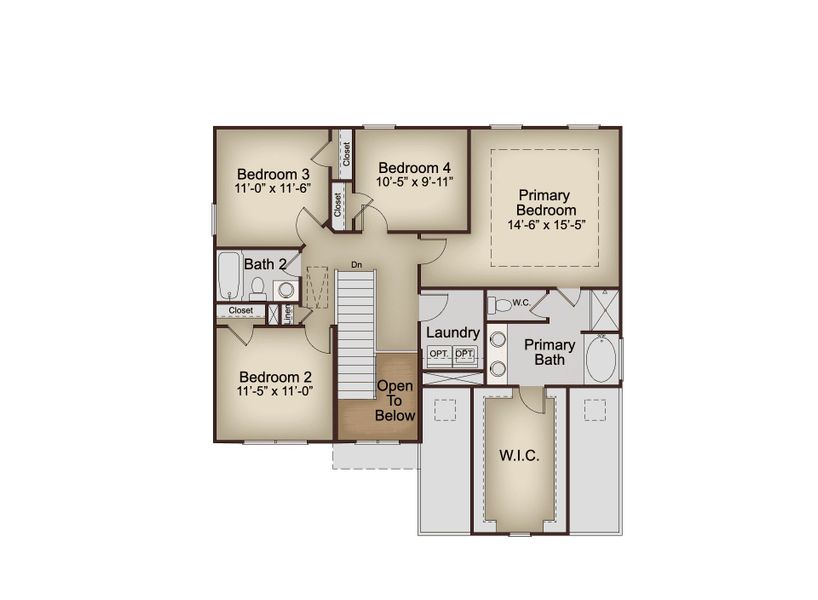2D floor plan layout for the Colehill by McKinley Homes in Glassmanor Ridge, Gainesville, GA (Image 5).
