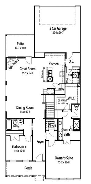 2D floor plan layout for the Janie by Cambridge Homes in Lake Park, Rowlett, TX (Image 7).