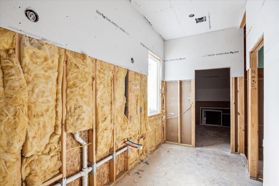 The Primary Bath has a great Walk in Seamless Shower and Soaking Tub