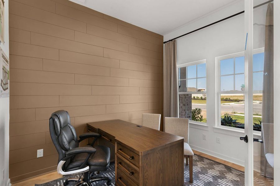 Furnished interior view inside a new home in The Grove at Blackhawk, Pflugerville (Image 11). Furnished interior view inside a new home in The Grove at Blackhawk, Pflugerville (Image 11).