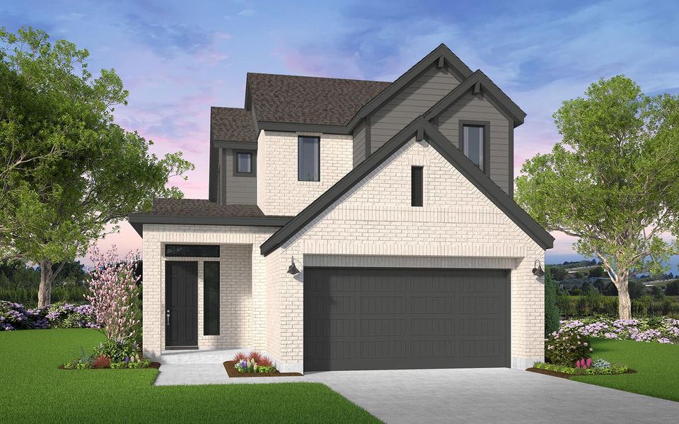 Representative exterior photo of a completed home built from the Emerson by Brookfield Residential in 40' Traditional Homes at Elyson, Katy, TX (Image 10). Representative exterior photo of a completed home built from the Emerson by Brookfield Residential in 40' Traditional Homes at Elyson, Katy, TX (Image 10).