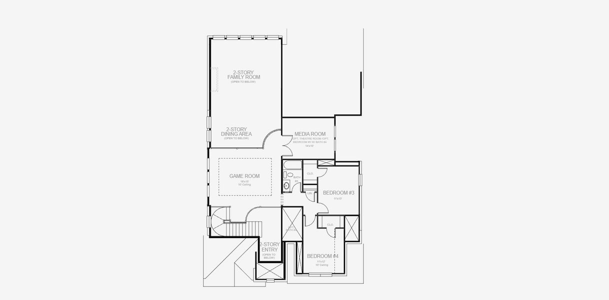 2D floor plan layout for the 2999W by Perry Homes in The Parklands, Santa Clara, TX (Image 5).