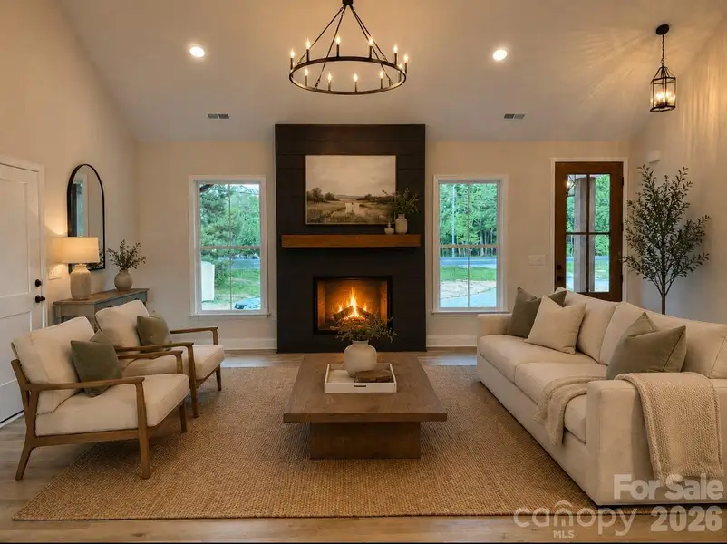 Family room virtually staged