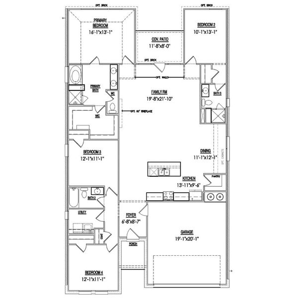 2D floor plan layout for the The Jason by Lillian Custom Homes in Hickory Hill, Sherman, TX (Image 5).
