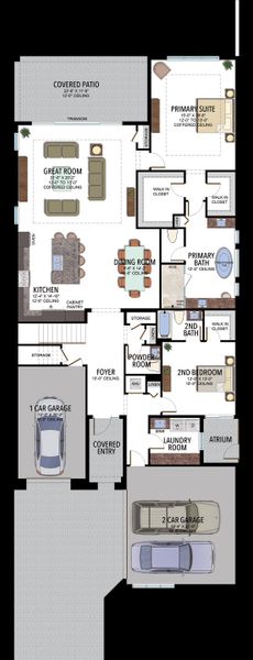 2D floor plan layout for the Capri by GL Homes in Lotus Edge, Boca Raton, FL (Image 5).